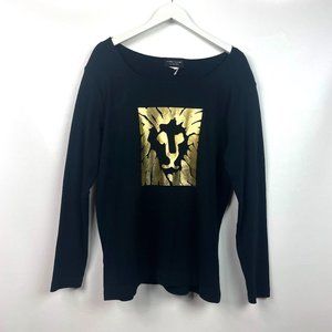 VTG 80s Women's Gold Lion Long Sleeve Top